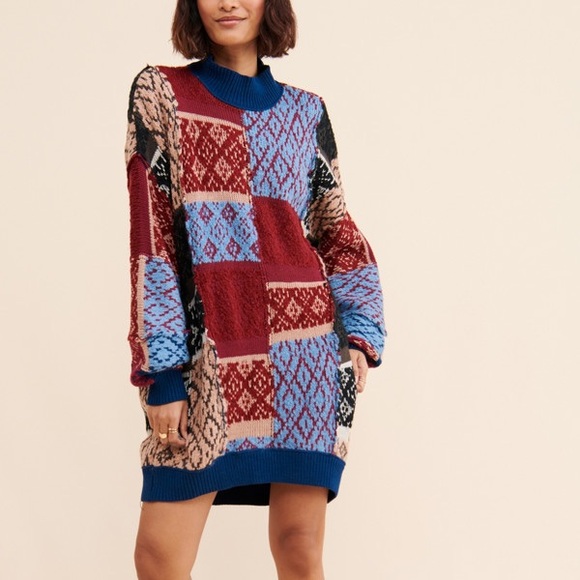 Free People Argyle Sweater Mini Dress - Picture 2 of 9